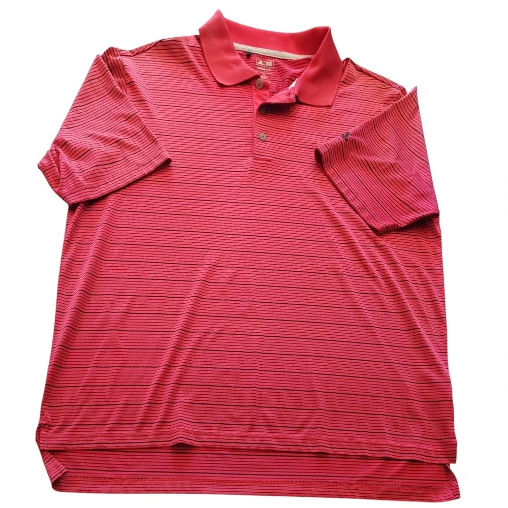 Adidas Climalite Golf‎ Polo Shirt Mens XL Red Black Stretch Casual Country Club
